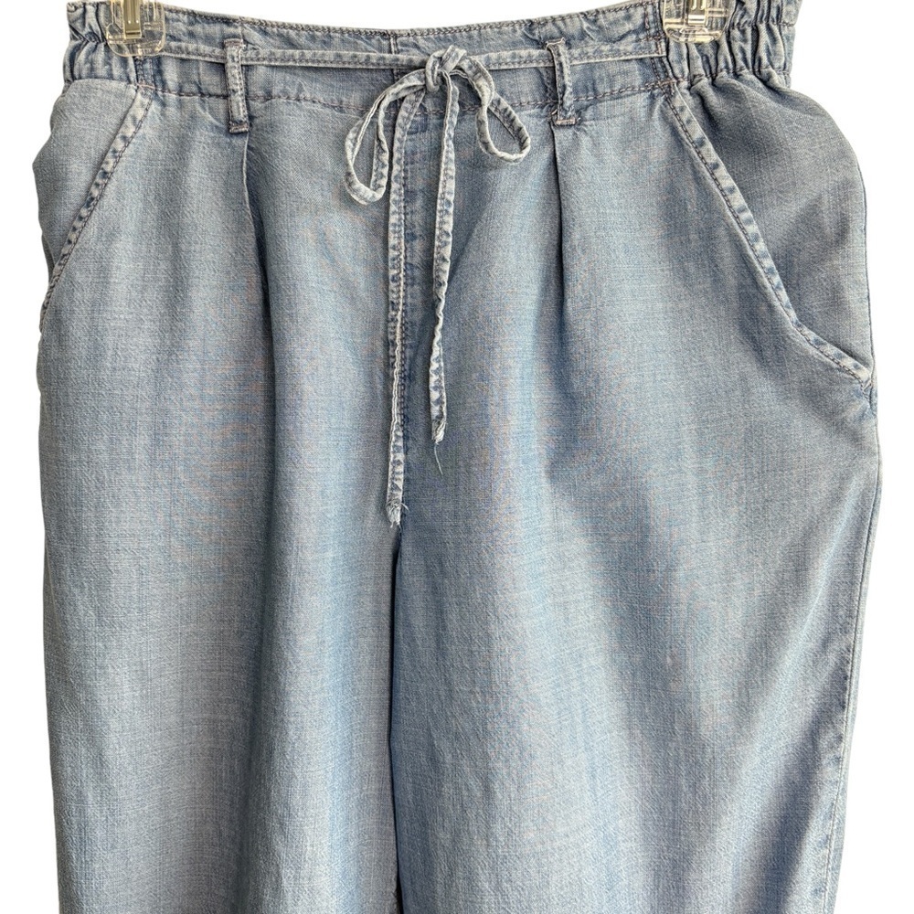 American Eagle Size 6 Lyocell Elastic Waist High Rise Wide Leg Cropped Pants - Picture 4 of 9